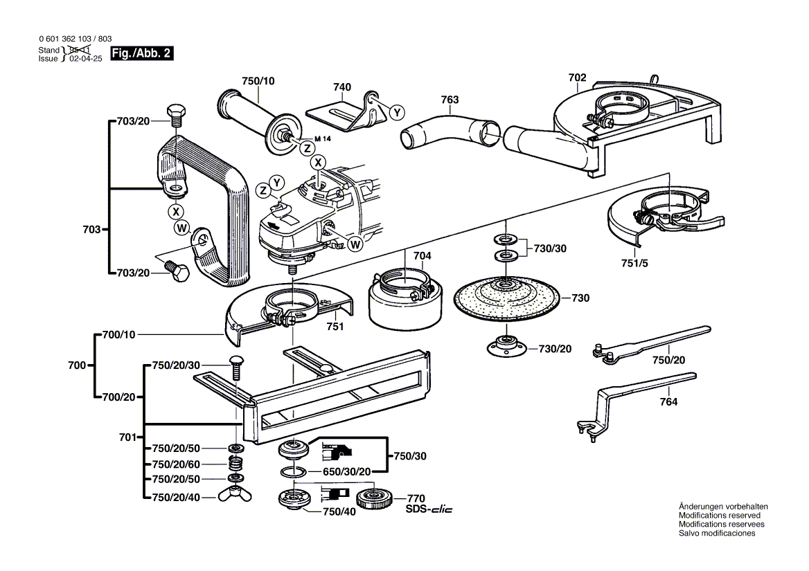 для угловой шлифмашины Bosch GWS 24-230 230 V 0601362103, деталировка 2
