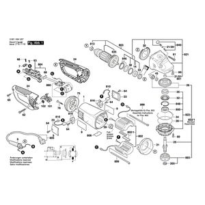 для угловой шлифмашины Bosch GWS 24-230 JVX 230 V 3601H64U07, деталировка 1