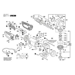 для угловой шлифмашины Bosch GWS 24-230JVX 230 V 3601H64U01, деталировка 1