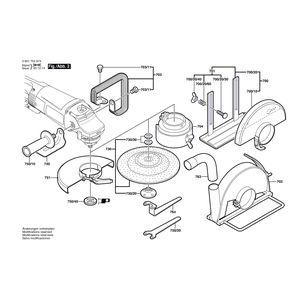 для угловой шлифмашины Bosch GWS 25-180 JS 230 V 0601755973, деталировка 2