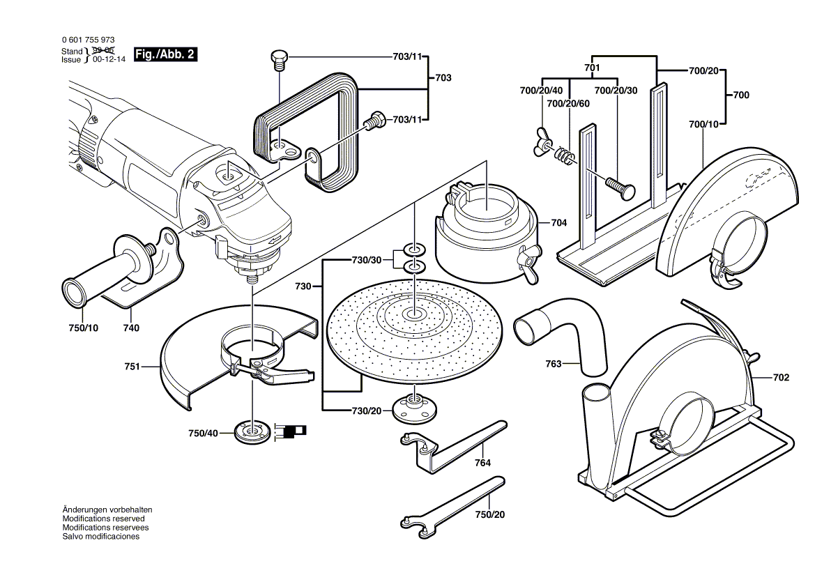 для угловой шлифмашины Bosch GWS 25-180 JS 230 V 0601755973, деталировка 2