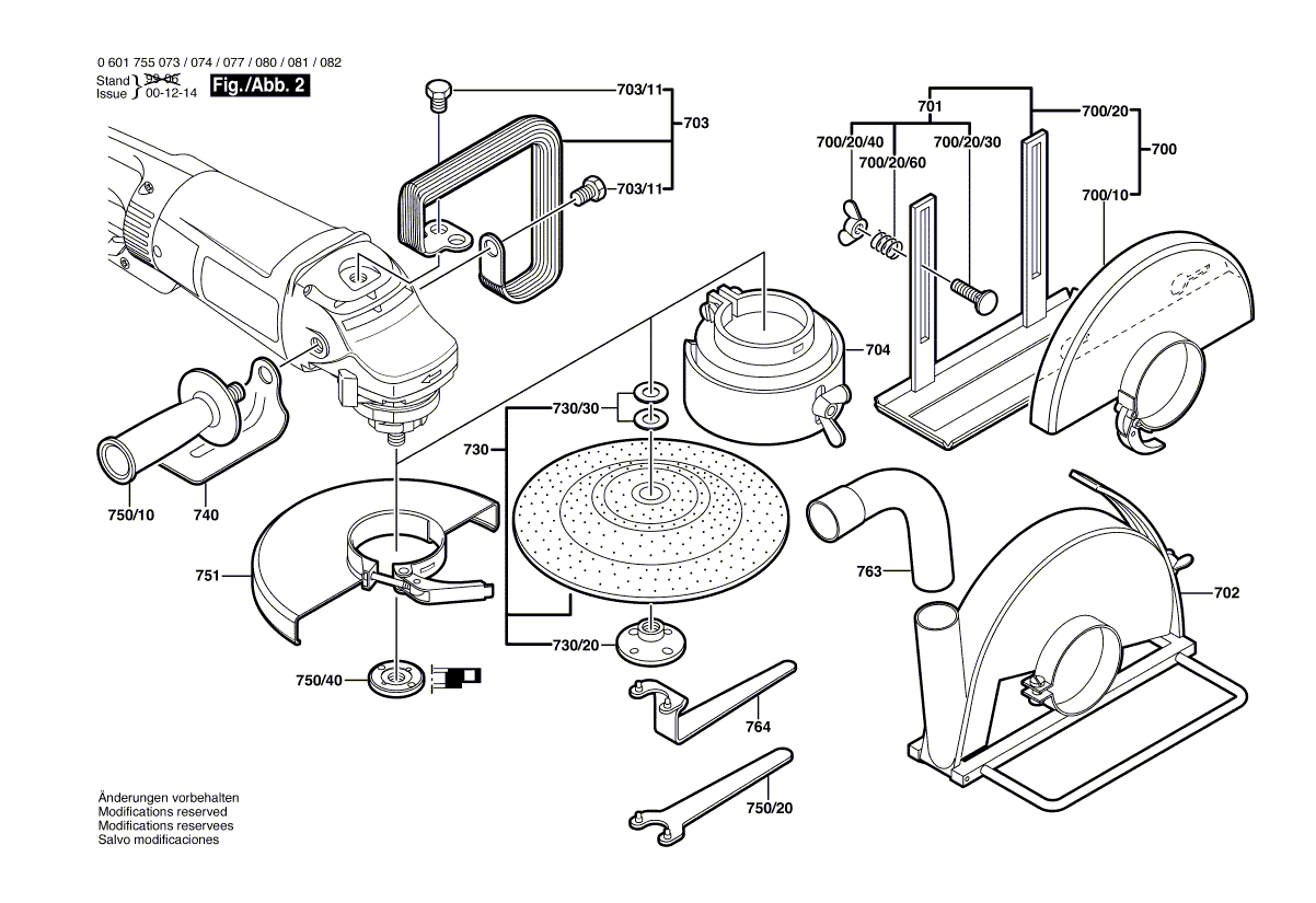 для угловой шлифмашины Bosch GWS 25-180 S 230 V 0601755073, деталировка 2