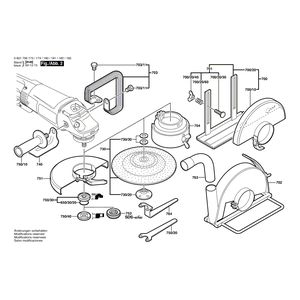 для угловой шлифмашины Bosch GWS 25-230 230 V 0601756173, деталировка 2