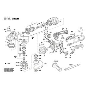 для угловой шлифмашины Bosch GWS 26-230 220 V 3601HA60K0, деталировка 1