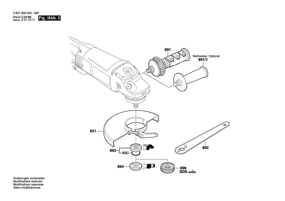 для угловой шлифмашины Bosch GWS 26-230 B 230 V 0601856003, деталировка 2