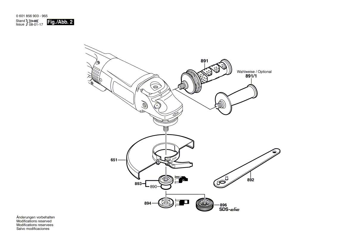 для угловой шлифмашины Bosch GWS 26-230 JB 230 V 0601856903, деталировка 2