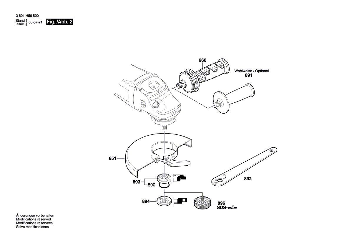 для угловой шлифмашины Bosch GWS 26-230 JBV 230 V 3601H56500, деталировка 2