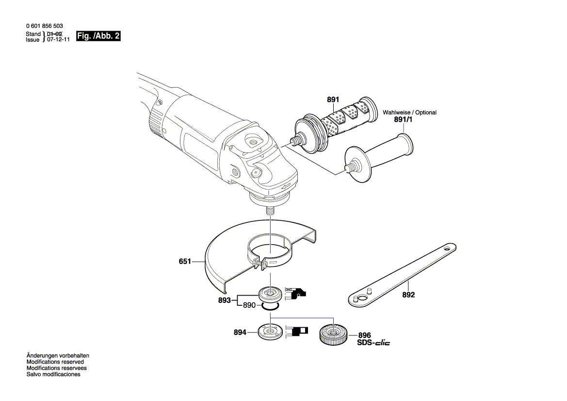 для угловой шлифмашины Bosch GWS 26-230 JH 230 V 0601856503, деталировка 2