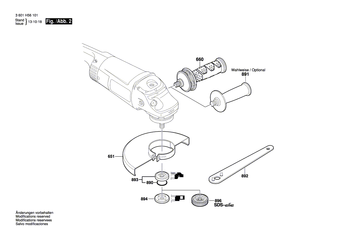 для угловой шлифмашины Bosch GWS 26-230 JH 230 V 3601H56L41, деталировка 2