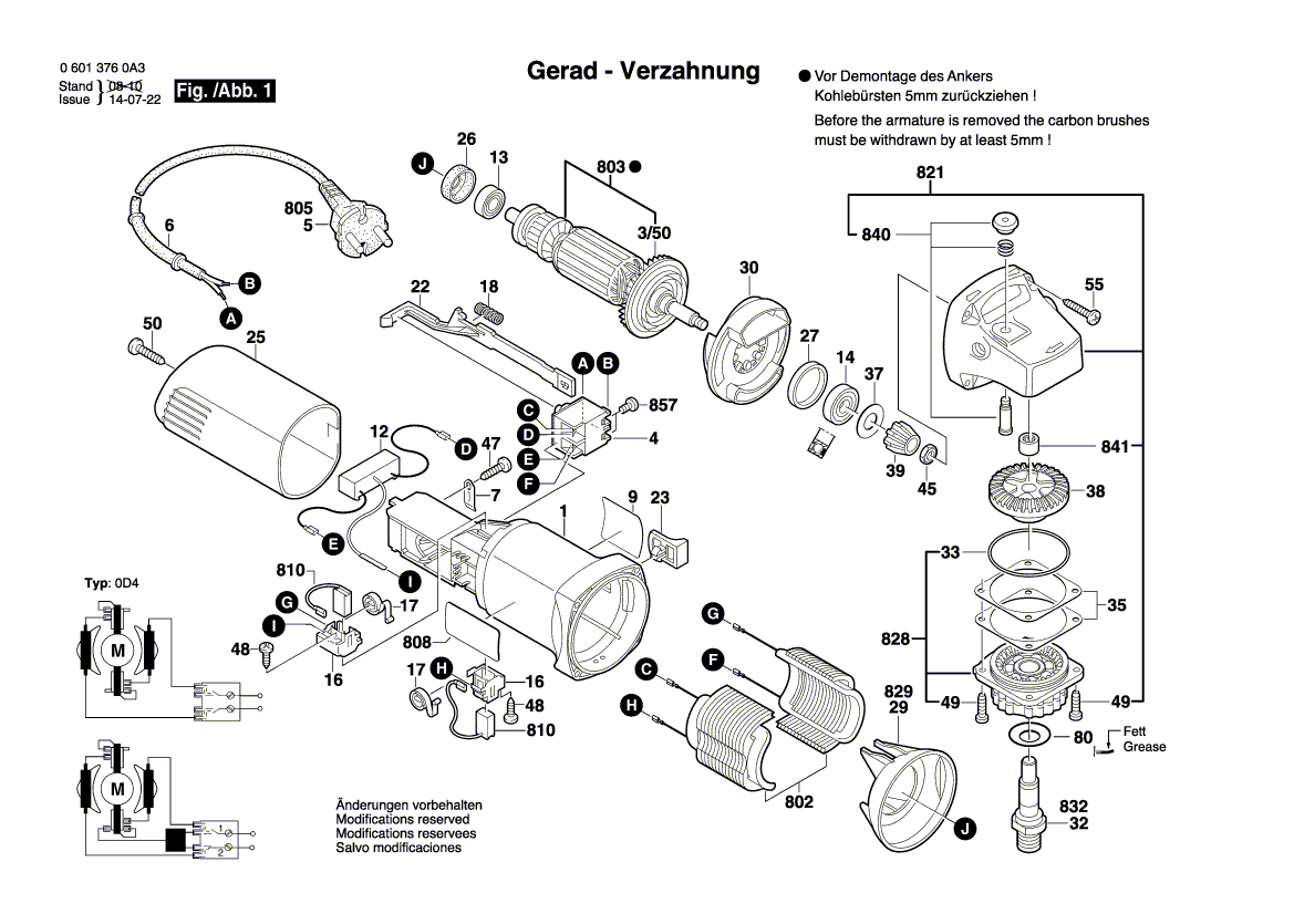 для угловой шлифмашины Bosch GWS 580 230 V 06013760A8, деталировка 1