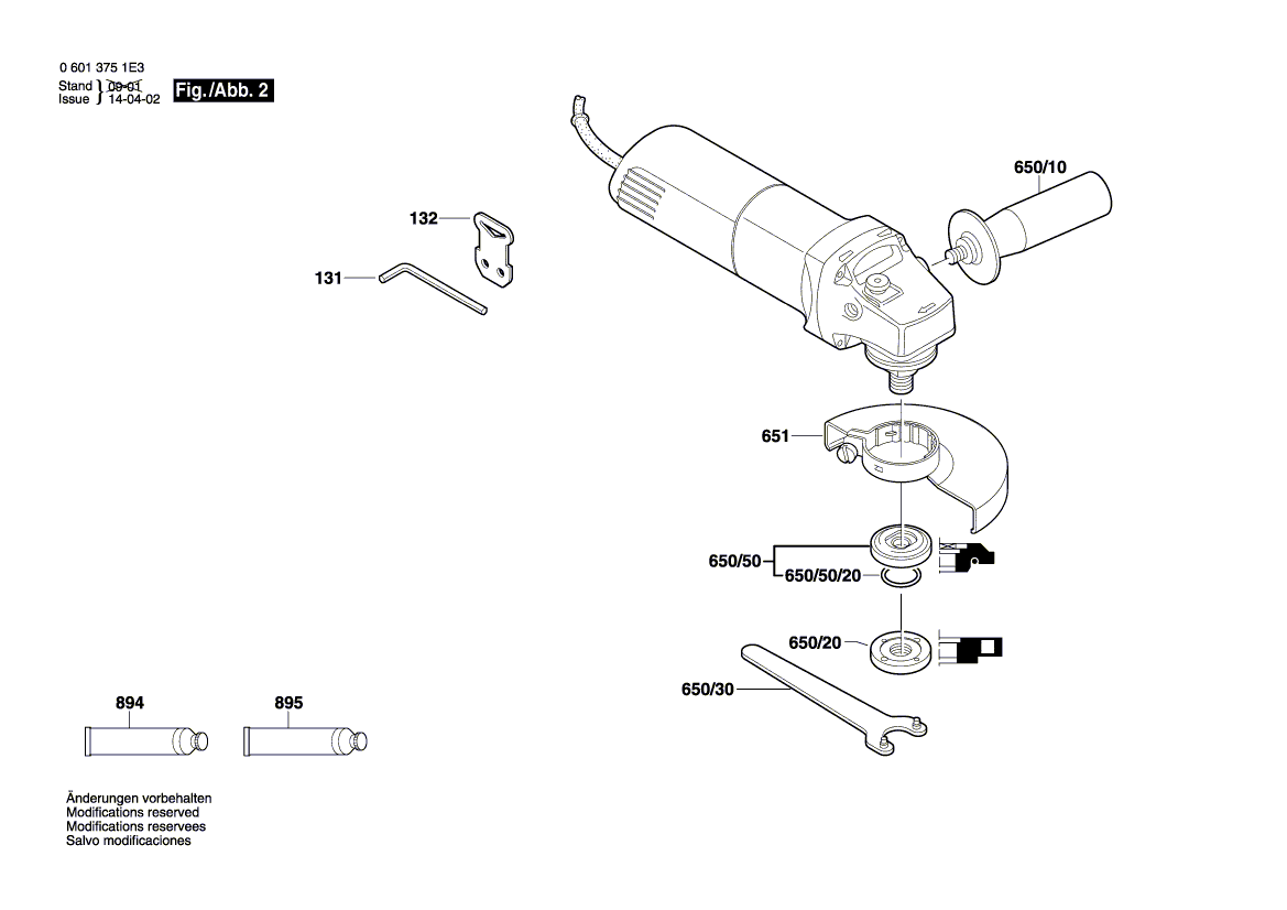 для угловой шлифмашины Bosch GWS 6-115 230 V 06013750A3, деталировка 2