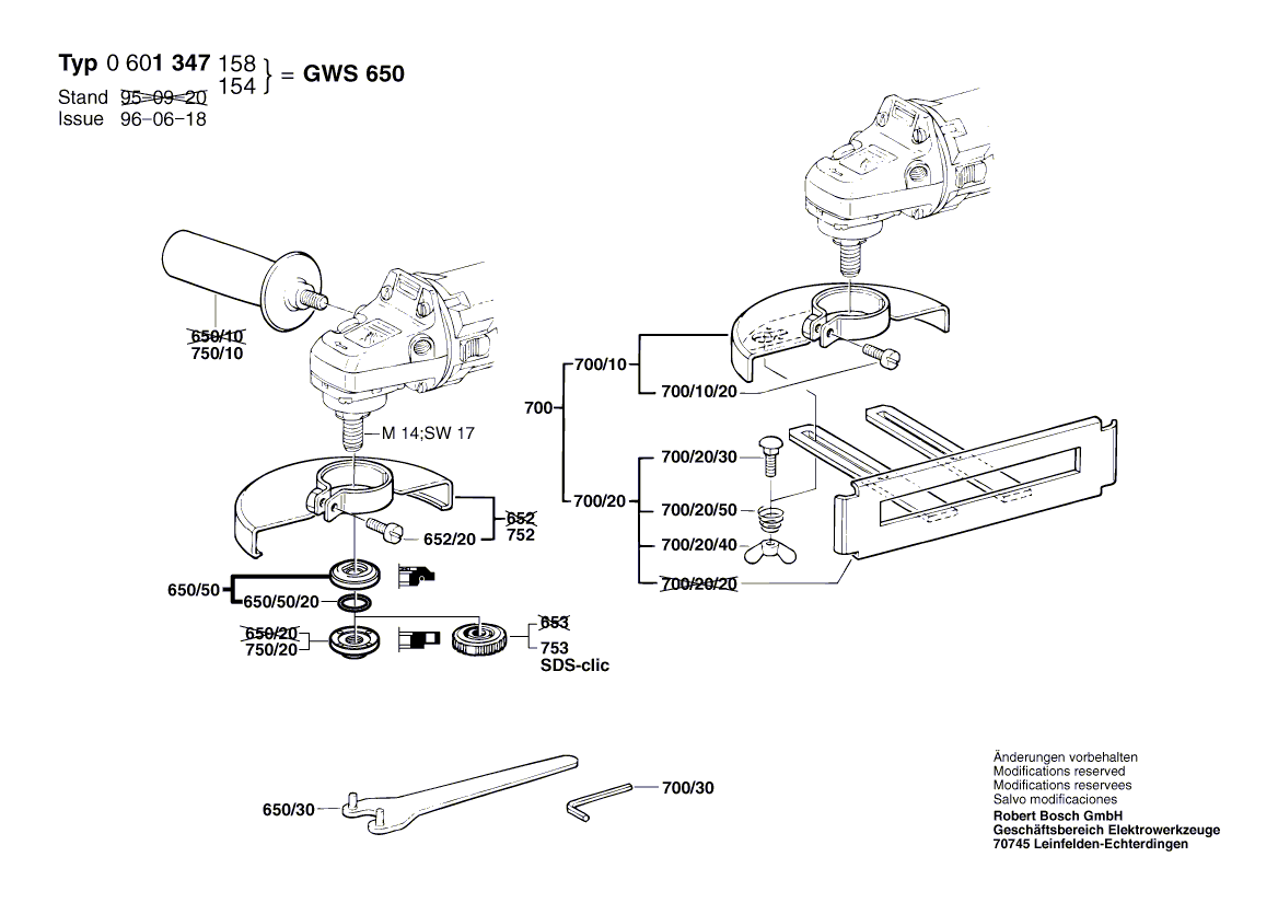 для угловой шлифмашины Bosch GWS 650 230 V 0601347158, деталировка 2