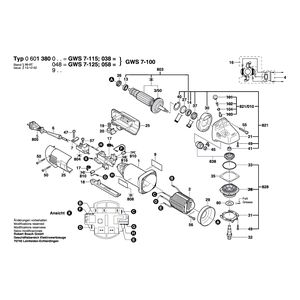 для угловой шлифмашины Bosch GWS 7-115 230 V 0601380003, деталировка 1