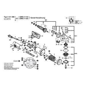 для угловой шлифмашины Bosch GWS 7-115 230 V 0601380103, деталировка 1