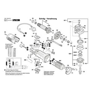 для угловой шлифмашины Bosch GWS 7-115 230 V 3601C88108, деталировка 1