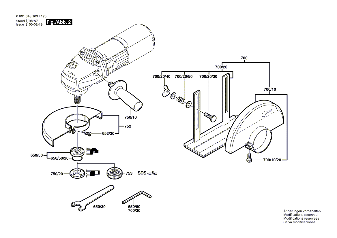 для угловой шлифмашины Bosch GWS 7-125 230 V 0601348103, деталировка 2