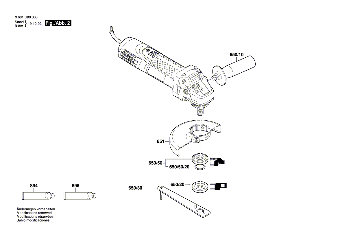 для угловой шлифмашины Bosch GWS 7-125 230 V 3601C88109, деталировка 2