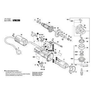 для угловой шлифмашины Bosch GWS 750-115 220 V 3601C940R1, деталировка 1