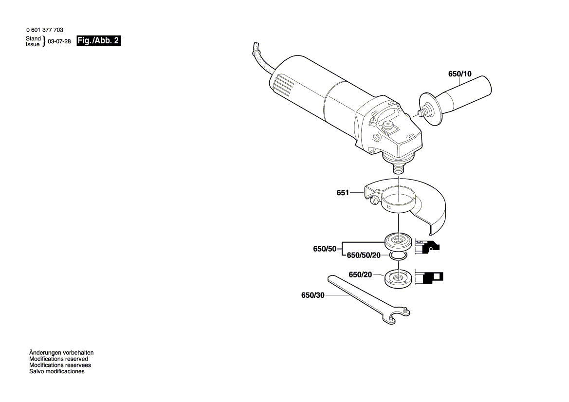 для угловой шлифмашины Bosch GWS 8-125 C 230 V 0601377903, деталировка 2