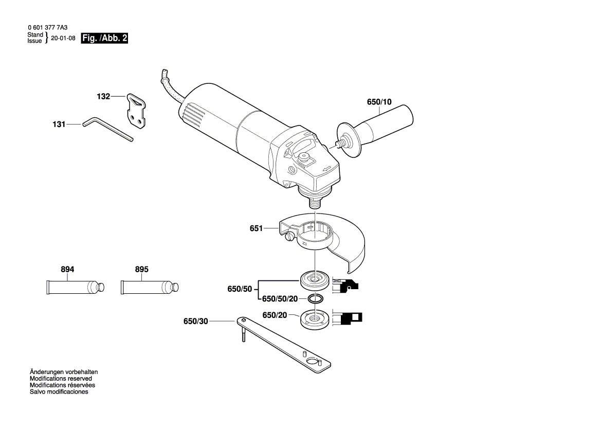 для угловой шлифмашины Bosch GWS 850 C 230 V 06013777A3, деталировка 2