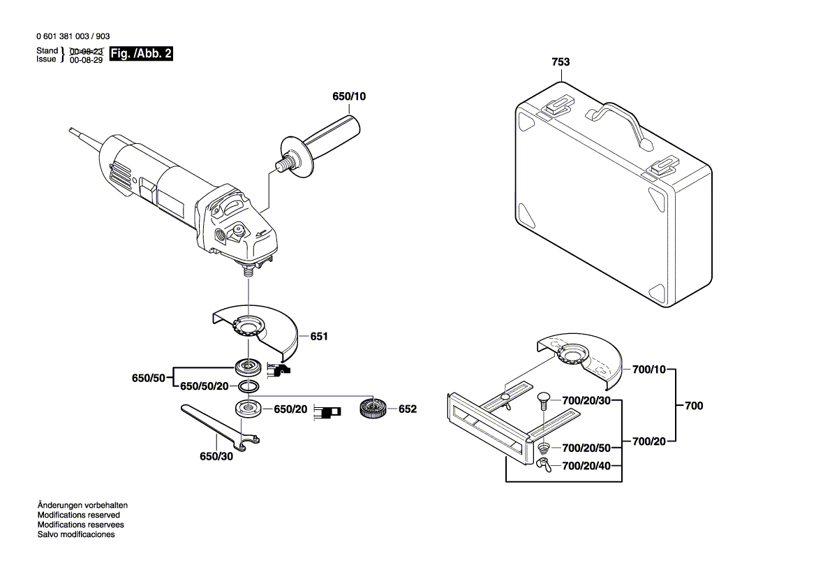 для угловой шлифмашины Bosch GWS 9-125 230 V 0601381903, деталировка 2