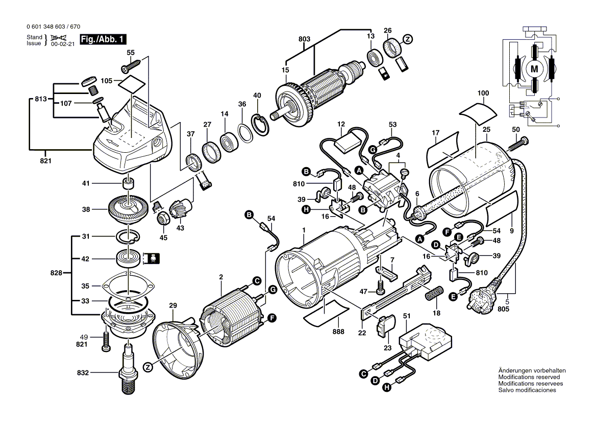 для угловой шлифмашины Bosch GWS 9-125 C 230 V 0601348603, деталировка 1