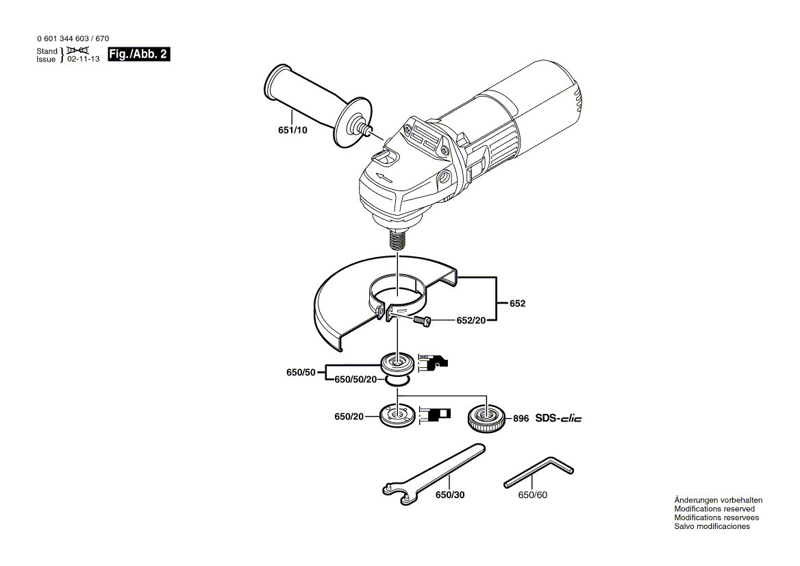 для угловой шлифмашины Bosch GWS 9-125 CE 230 V 0601344603, деталировка 2