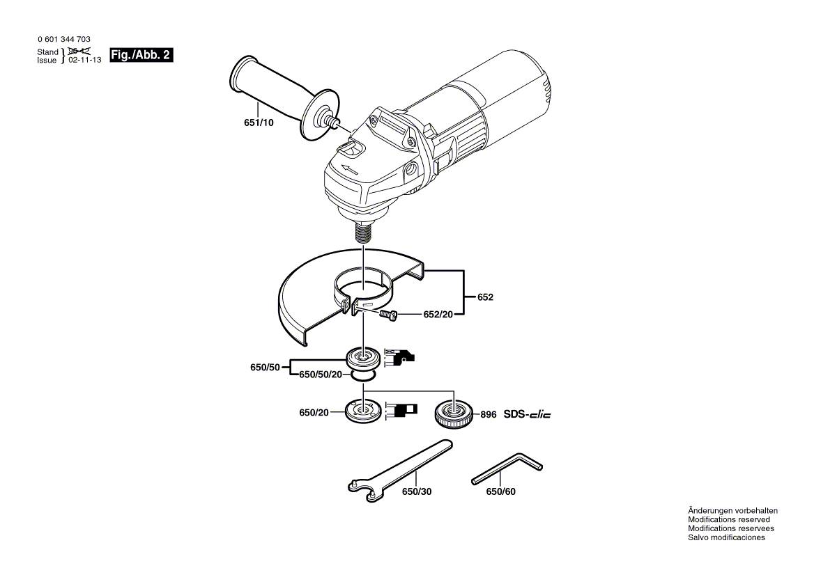 для угловой шлифмашины Bosch GWS 9-125 CE 230 V 0601344703, деталировка 2