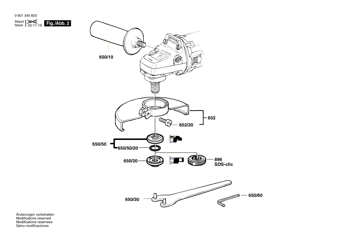 для угловой шлифмашины Bosch GWS 9-150 C 230 V 0601345603, деталировка 2