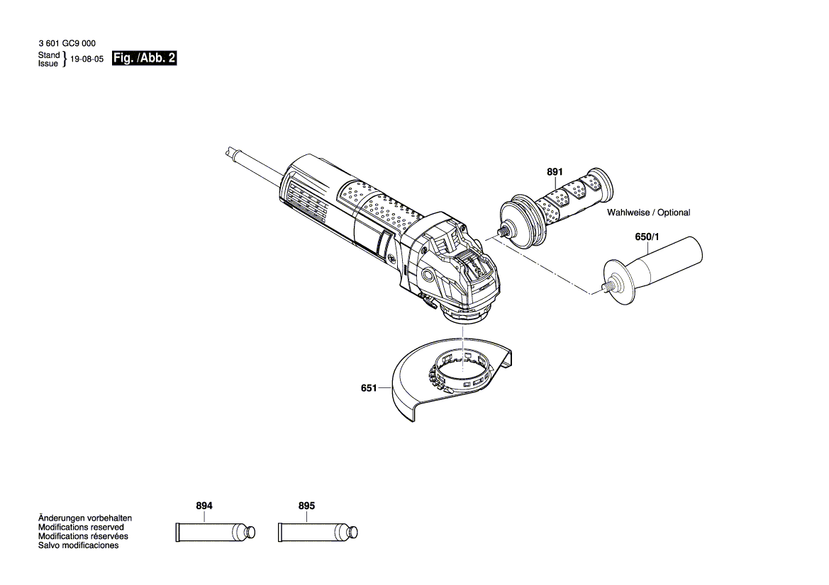 для угловой шлифмашины Bosch GWX 750-115 230 V 3601GC9000, деталировка 2