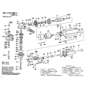 для угловой шлифмашины Bosch USW(J)77 220 V 0601300003, деталировка 1