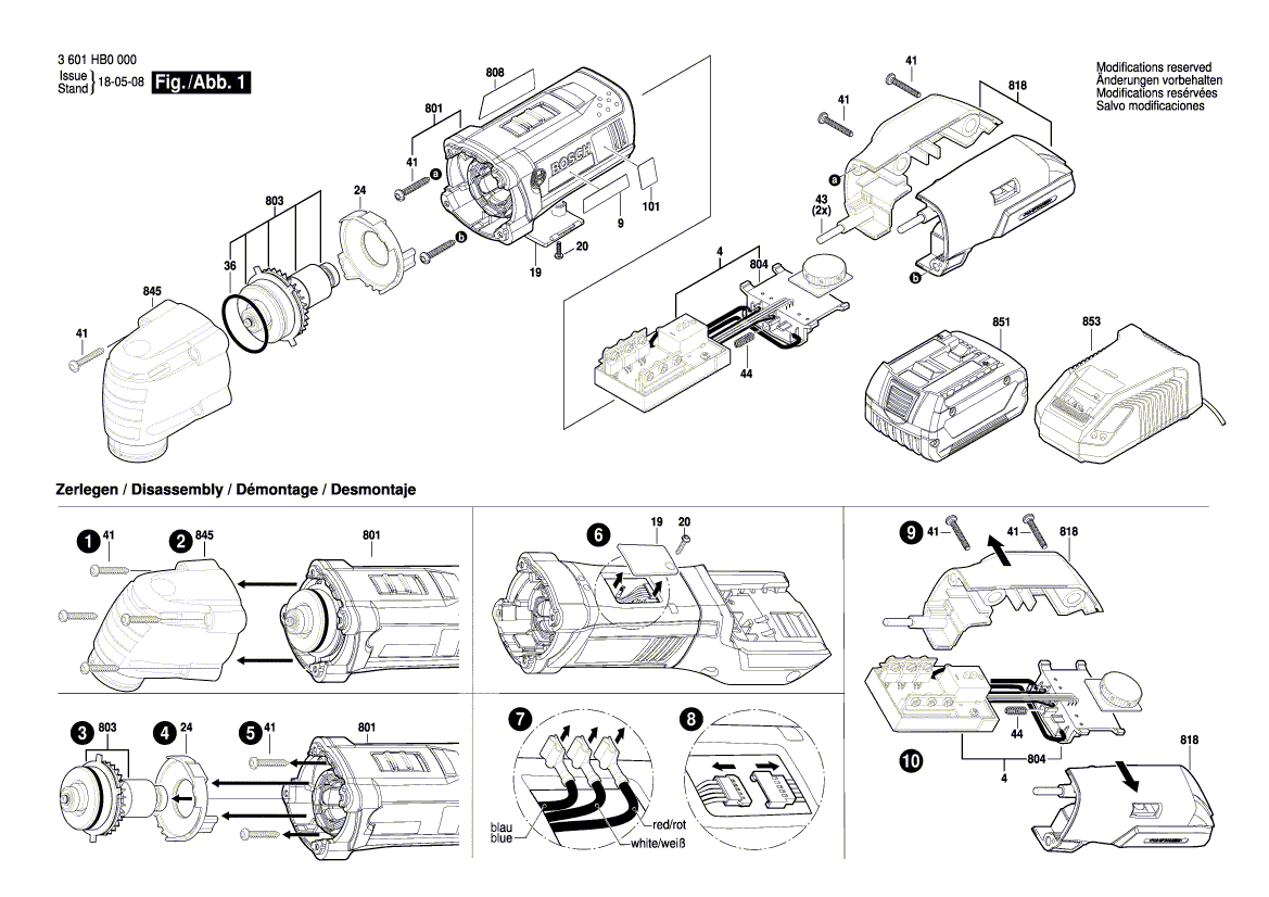 для универсального мультиинструмента Bosch GOP 18 VEC 18 V 3601HB0000, деталировка 1