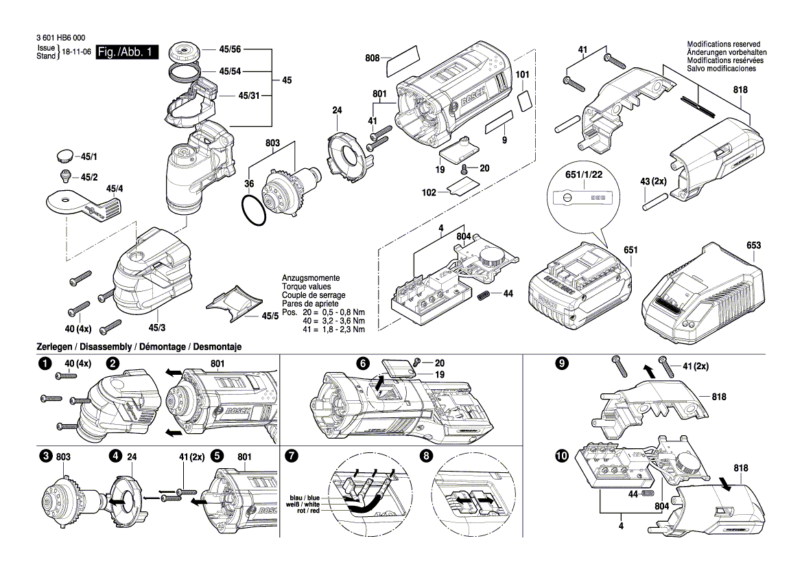 для универсального мультиинструмента Bosch GOP 18V-28 18 V 3601HB6000, деталировка 1