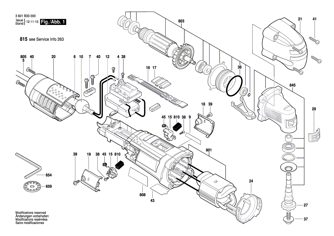 для универсального мультиинструмента Bosch GOP 2000 CE 230 V 3601B30001, деталировка 1