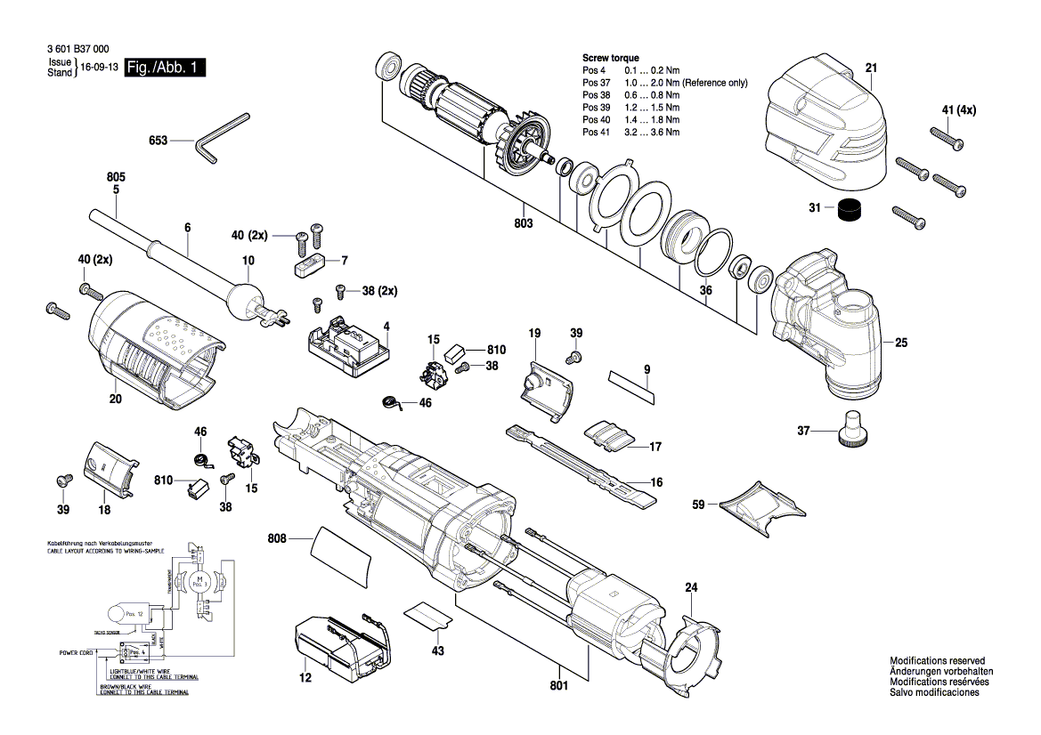 для универсального мультиинструмента Bosch GOP 30-28 230 V 3601B37000, деталировка 1