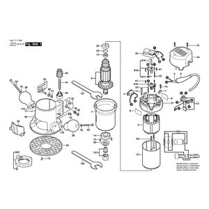 для вертикальной фрезерной машины Bosch GMF 1400 CE 230 V 3601F17800, деталировка 1