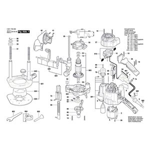 для вертикальной фрезерной машины Bosch GOF 1250 CE 230 V 3601F26000, деталировка 1