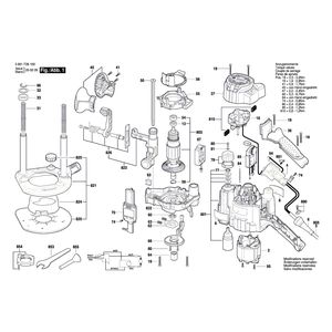 для вертикальной фрезерной машины Bosch GOF 1250 LCE 230 V 3601F26100, деталировка 1