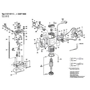 для вертикальной фрезерной машины Bosch GOF 1600 220 V 0601611003, деталировка 1