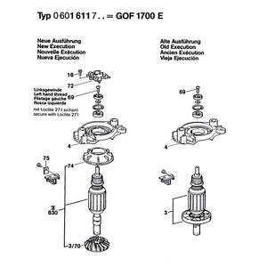 для вертикальной фрезерной машины Bosch GOF 1700 E 220 V 0601611703, деталировка 3