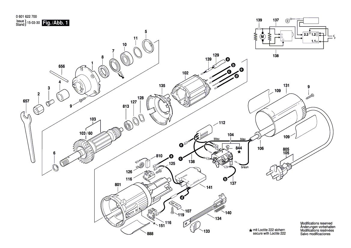 для фрезера для обработки кромок Bosch GKF 600 CE 230 V 0601622700, деталировка 1