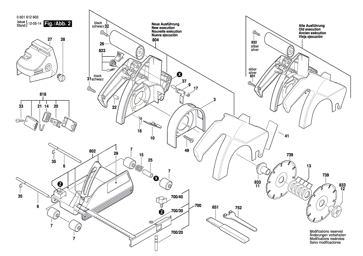 для шлицефрезерной машины Bosch GNF 20 CA 230 V 0601612603, деталировка 2