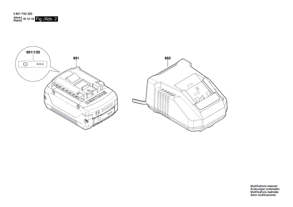 для аккумуляторной циркулярной пилы Bosch GKS 18V-57 18 V 3601FA2200, деталировка 2