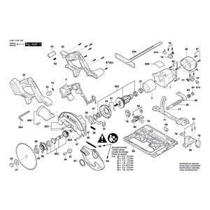 для аккумуляторной циркулярной пилы Bosch GKS 18V-57 G 18 V 3601FA2100, деталировка 1