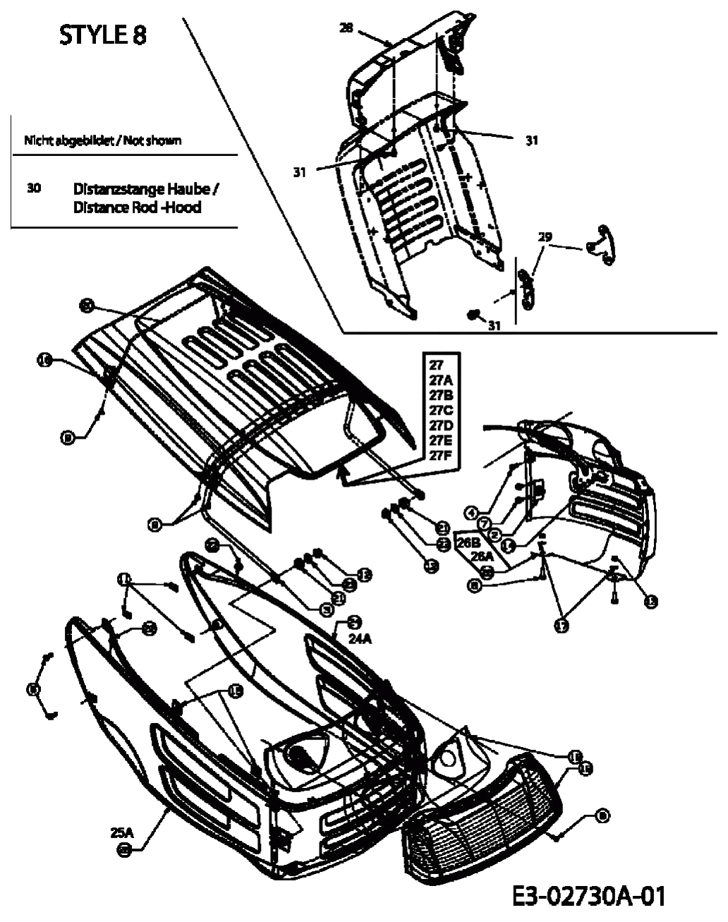 MTD Артикул 13AT798G676 (год выпуска 2008). Капот 8-Style