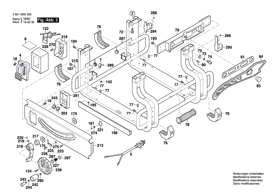 для настольной циркулярной пилы Bosch GTS 10 J 230 V 3601M30500, деталировка 3