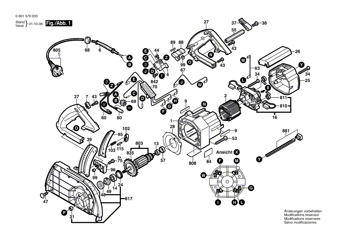 для ручной циркуляной пилы Bosch GKS 68 B 230 V 0601570003, деталировка 1