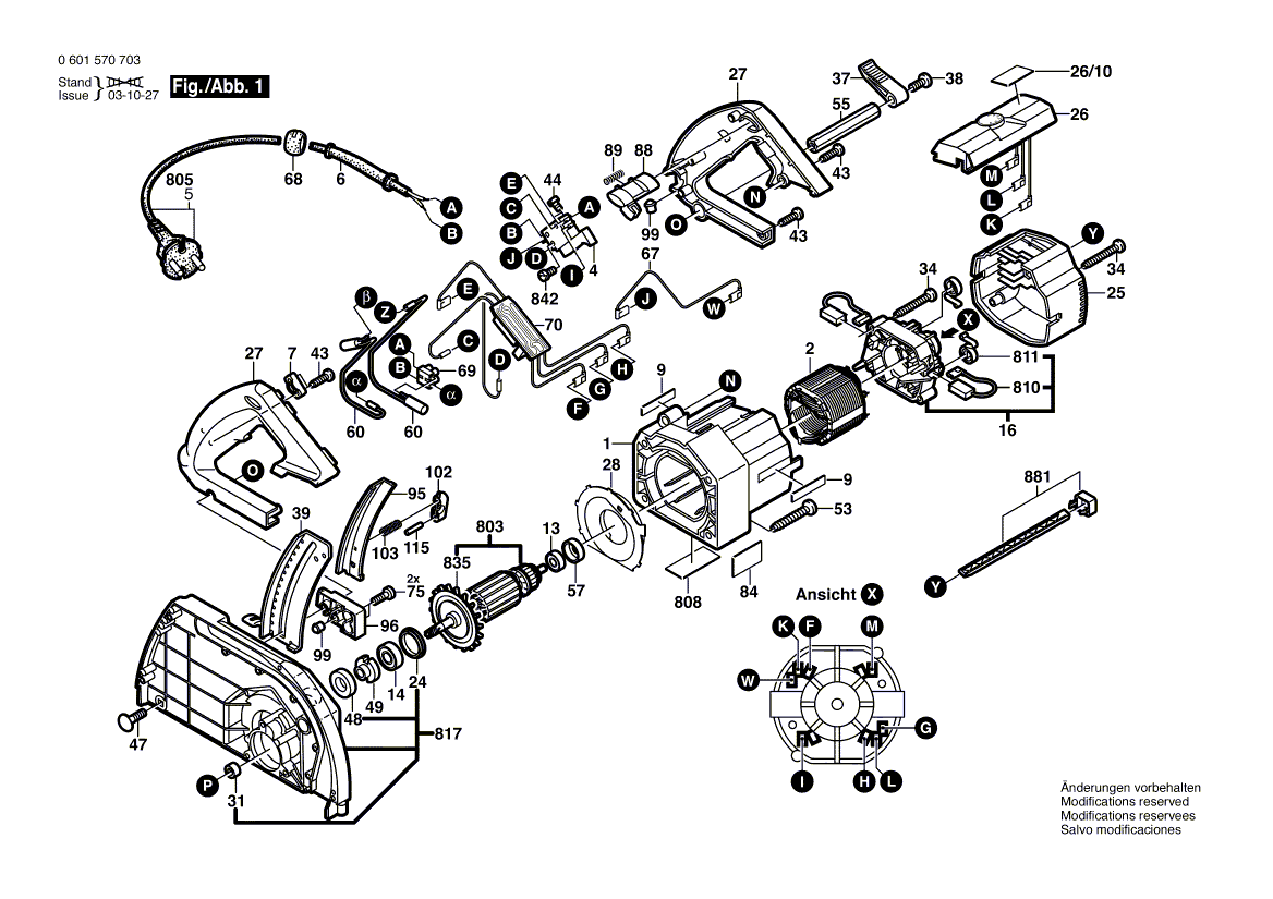 для ручной циркуляной пилы Bosch GKS 68 BC 230 V 0601570703, деталировка 1