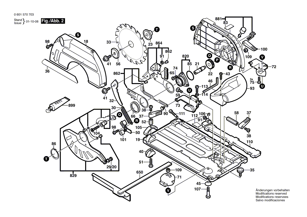 для ручной циркуляной пилы Bosch GKS 68 BC 230 V 0601570703, деталировка 2