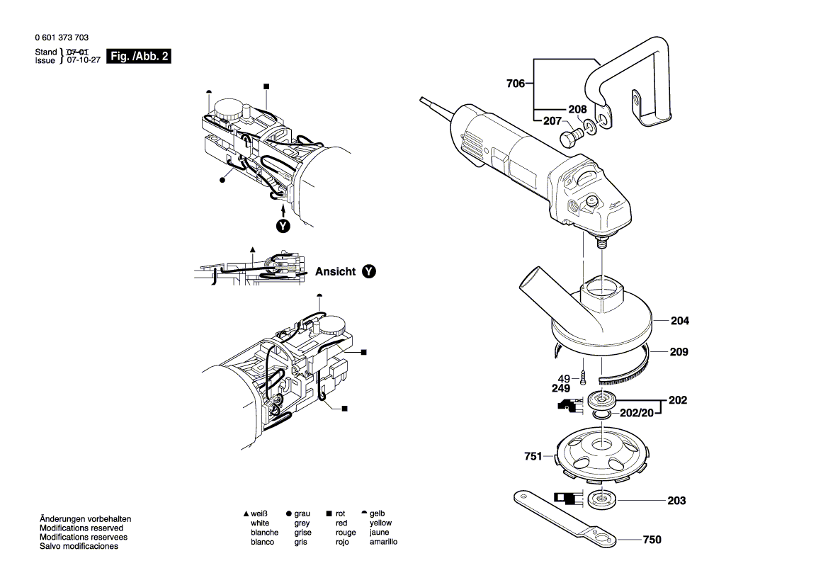 для шлифовальной машины по бетону Bosch GBR 14 C 230 V 0601373703, деталировка 2